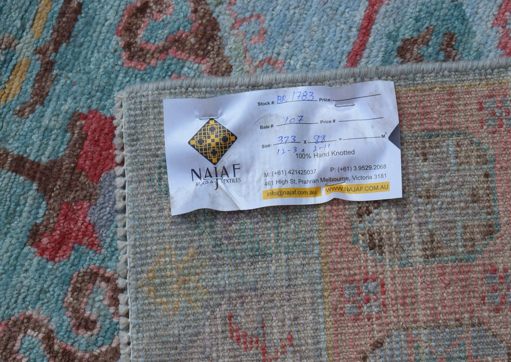 Handwoven Transitional Oushak Hallway Runner | 373 x 88 cm | 12'3" x 2'11" - Najaf Rugs & Textile