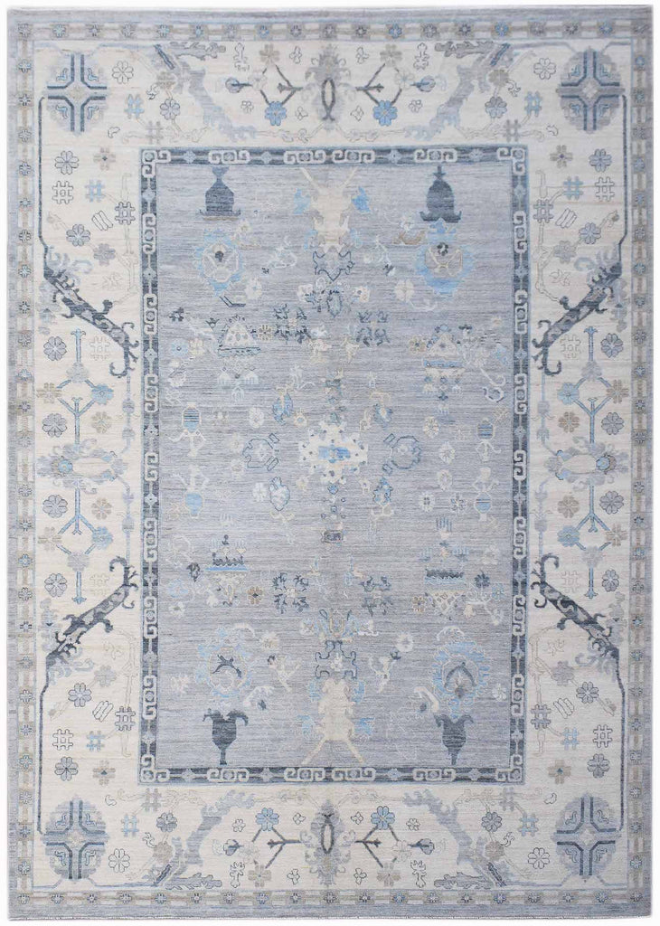 Handwoven Transitional Oushak Rug | 417 x 303 cm | 13'8" x 10' - Najaf Rugs & Textile