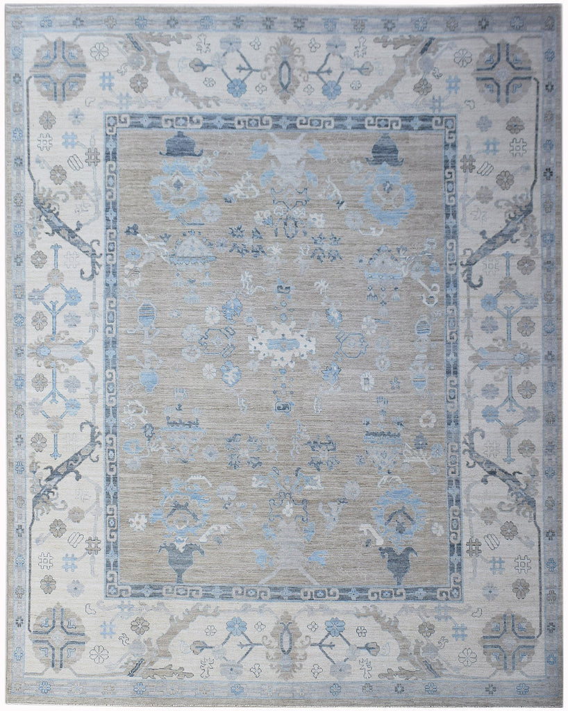 Handwoven Transitional Oushak Rug | 447 x 363 cm | 14'8" x 11'11" - Najaf Rugs & Textile