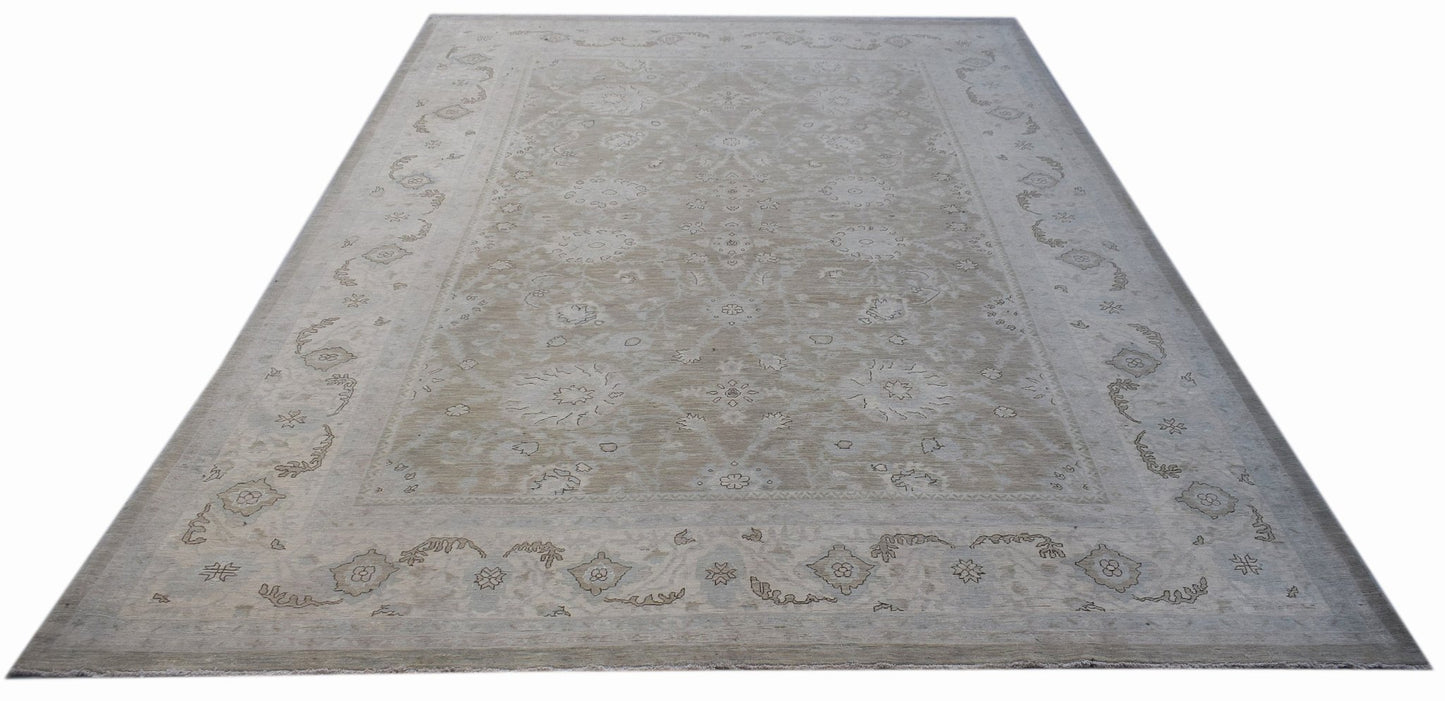 A rectangular Afghan Balkh rug featuring a traditional floral pattern in neutral beige tones.